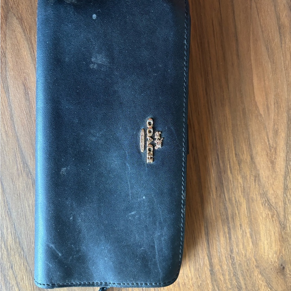 Vintage Coach Black Leather Clutch Wallet
